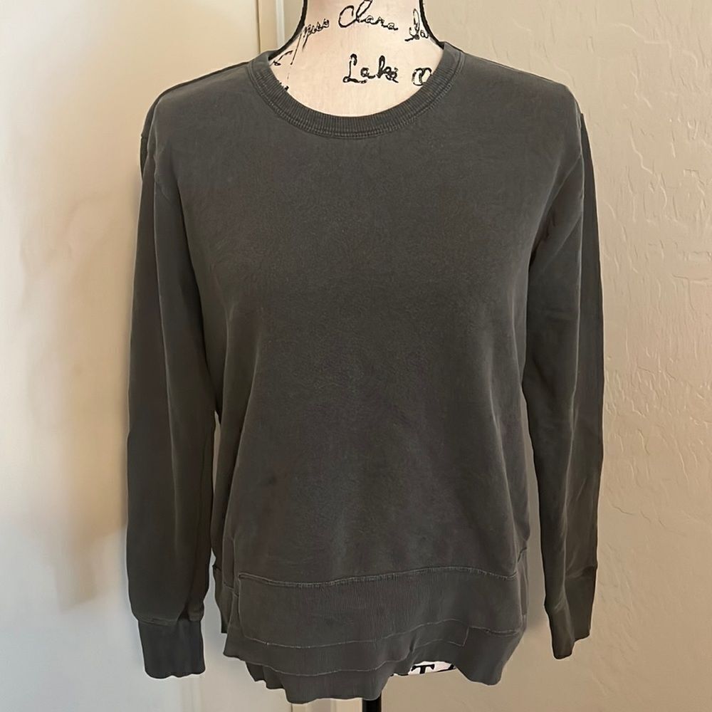 Wilt Gray Distressed Pull Over Sweater Contemporary Casual Boho Feminine